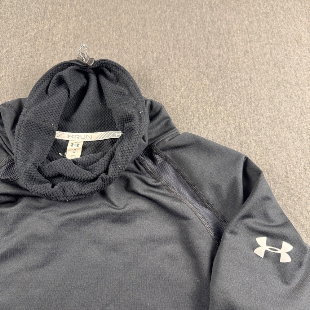 Under Armour Run Mens Black Cowl Neck Long Sleeve Thumbhole‎ Running Shirt Large